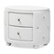 Baxton Studio Davina Hollywood 2-drawer White Faux Leather Upholstered Nightstand 122-6755 - alternate 5